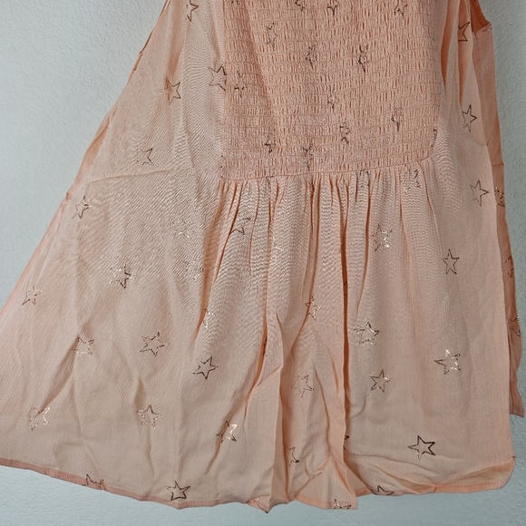 Torrid Peach Star Print Gauze Tank Top Smocked Size 00 (L) NWT - Picture 6 of 14